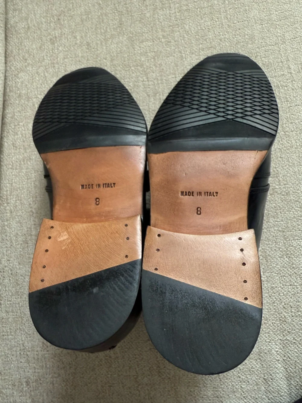 Bugatchi Castel Black Leather Double Monk Strap Shoes - Size 8